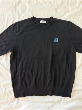 Loewe Black Crewneck Sweater with Blue Logo